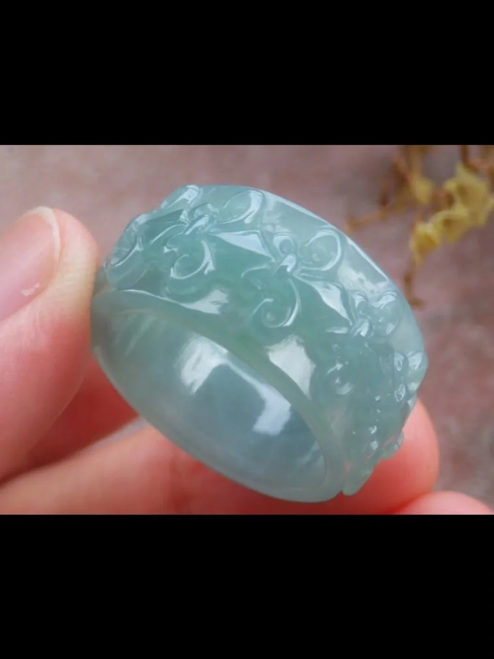Certificate Jadeite Jewelry Jade luck Green thick Ring Size8
